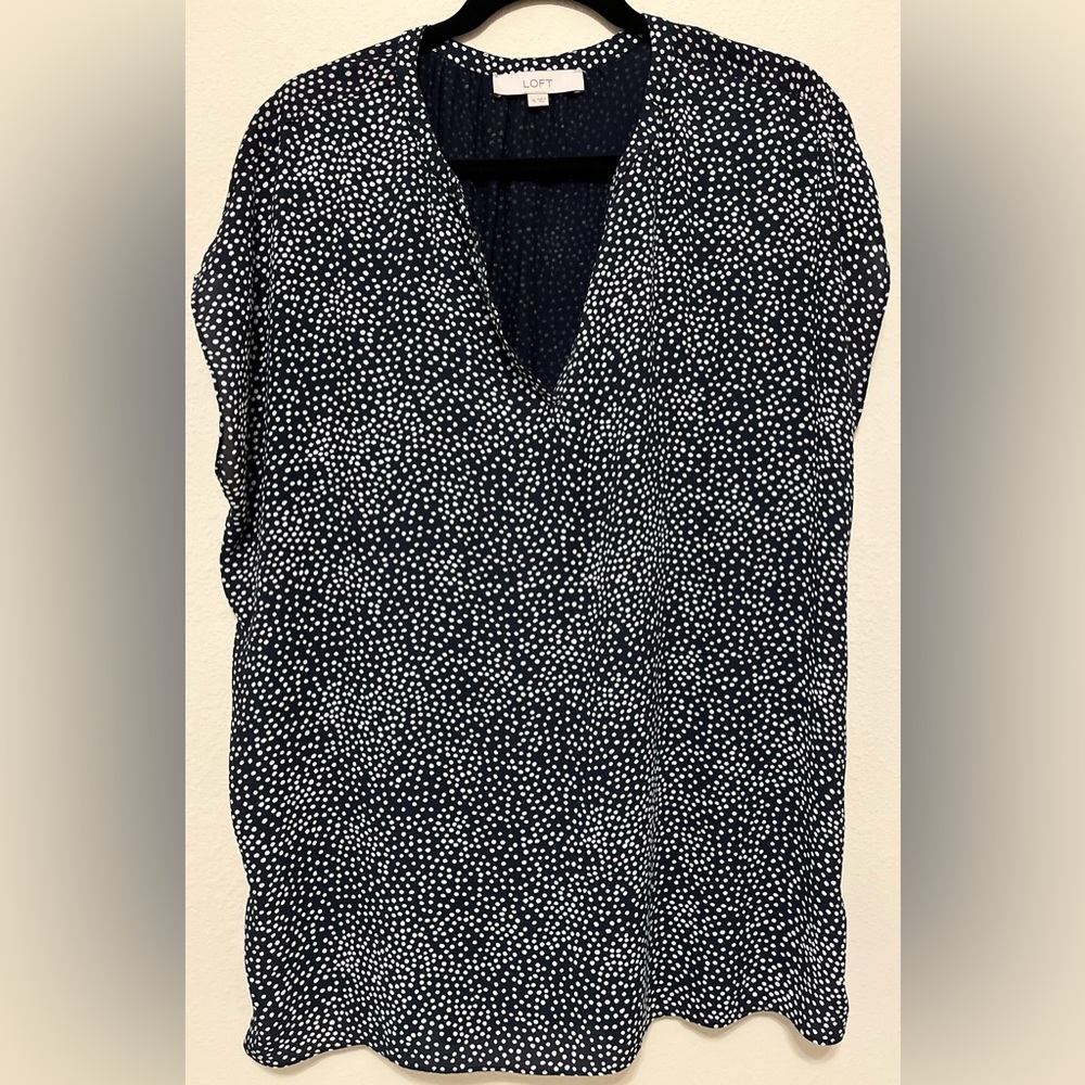 Loft Navy and Polka Dot Blouse
